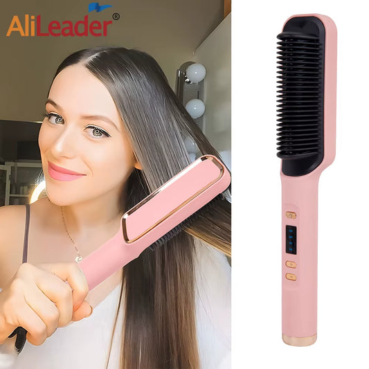 3In1 Hot Air Comb Straightening Hair Brush Pro Hot Comb Dryer Style Hot Air Brush Flat Iron Hair Straightener Brush for Styling
